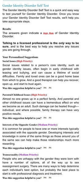 Take the Gender Identity Disorder self test!