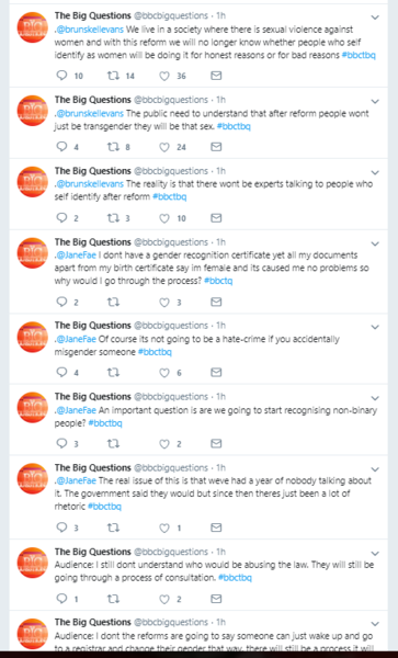 The Big Questions BBC 'should you be able to self declare your gender?'