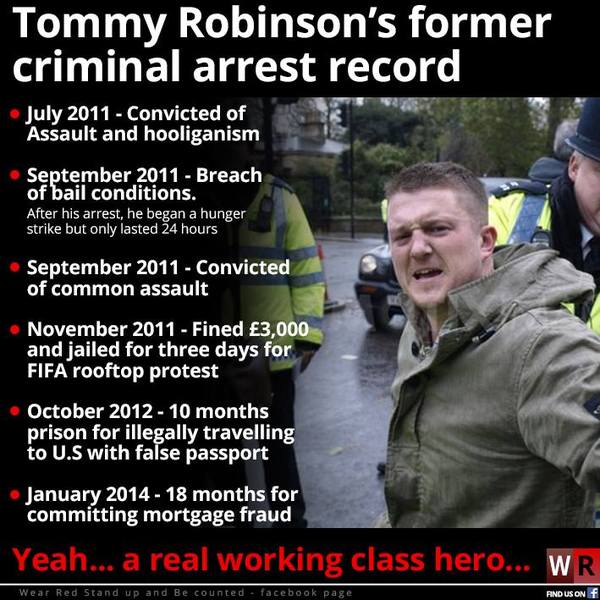 To think what happened to Tommy Robinson was wrong