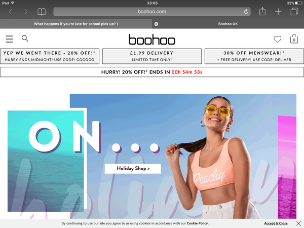 Boohoo flashing ad