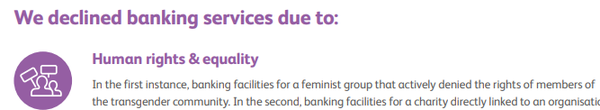 Co-op bank refuses services to feminist group