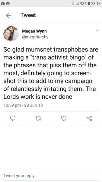 Trans right activist bingo!