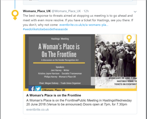 Woman's Place UK meeting threatened with "device"
