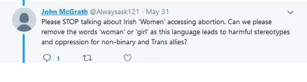 Well, it’s happened... the trans activists have waded into the 8th amendment issue in Ireland
