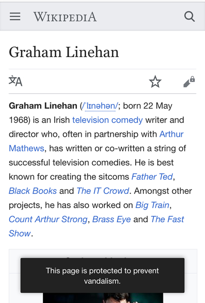 Graham Linehan vs Wikipedia