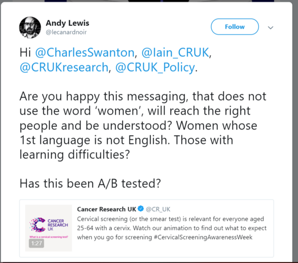 Cancer Research: anyone with a cervix