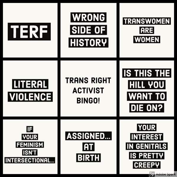 Trans right activist bingo!