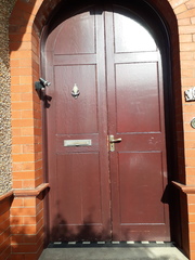 Wooden door with a vertical crack