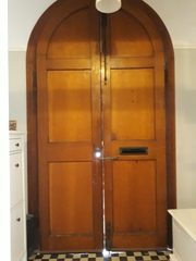 Wooden door with a vertical crack