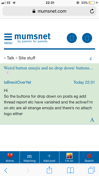Weird button emojis and no drop down/ buttons...