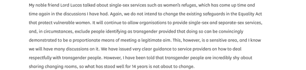 House of Lords debate on 'gender recognition process'