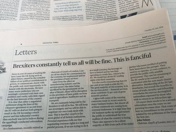 Letter from John Nelson in FT explaining the Brexit problem clearly