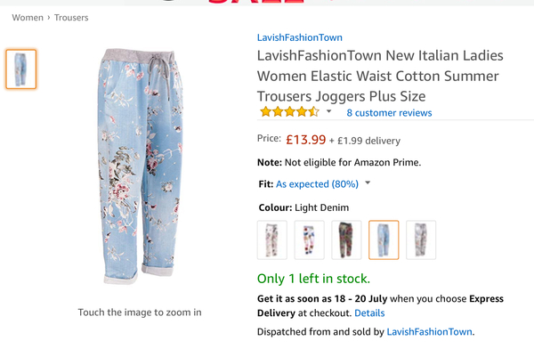 To think those loose flowery trousers that are so popular make even the slim look like they have an arse of an elephant?