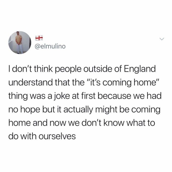 To say 'get over here if you want England to win'