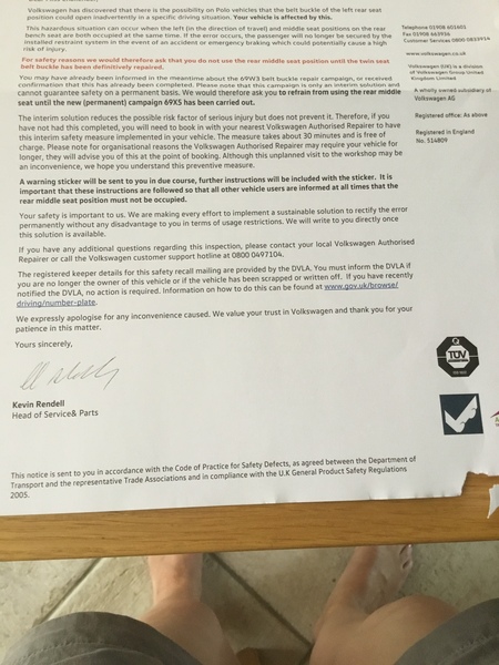 New car, seatbelt recall, can’t use it!