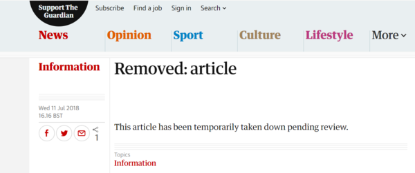 The Guardian removes article about the benefits of female-only facilities in refugee camp - is this sinister?