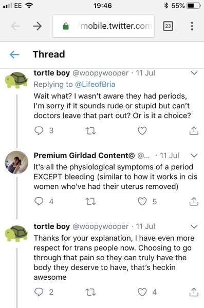 Transwomen have periods too you know! Just no bleeding
