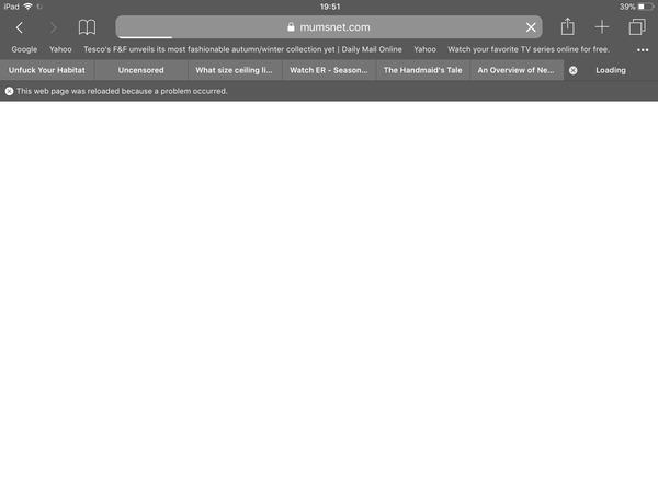 “The webpage was reloaded because a problem occurred”