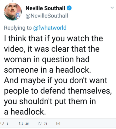 Skepticat is being slandered by Neville Southall.  Can we prosecute for libel?