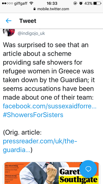 The Guardian removes article about the benefits of female-only facilities in refugee camp - is this sinister?