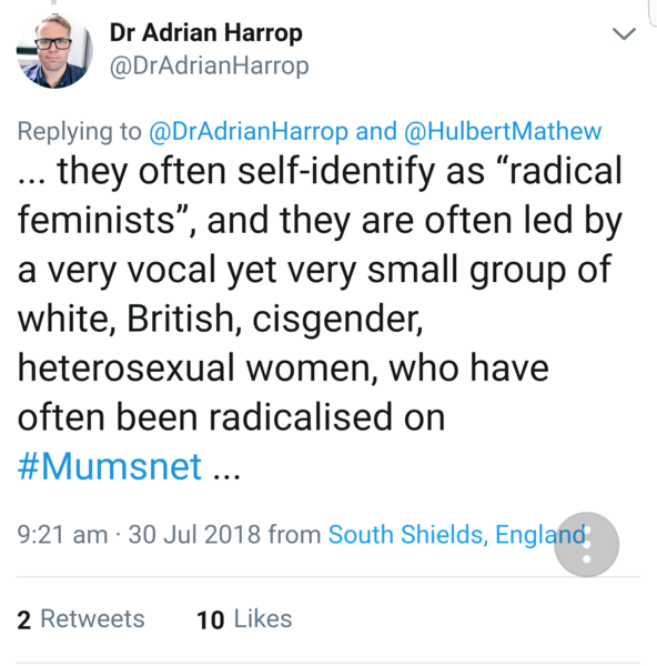 Dr Adrian Harrop - Dr Misogyny is pursuing another woman.