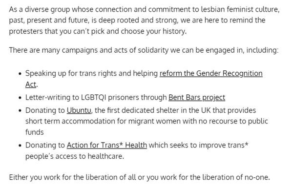 'Get the L Out' Statement by the lesbian protesters at Pride London