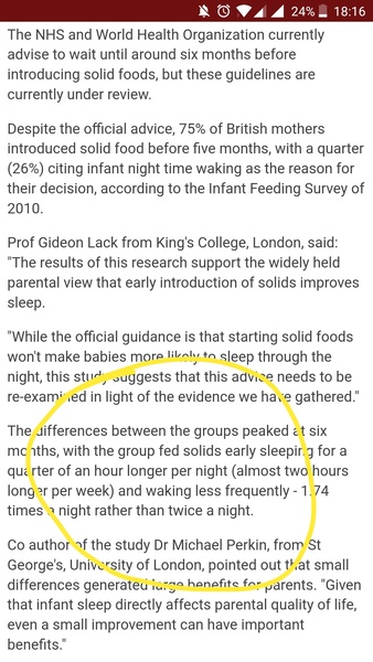 Babies on Solids from 3 months sleep better