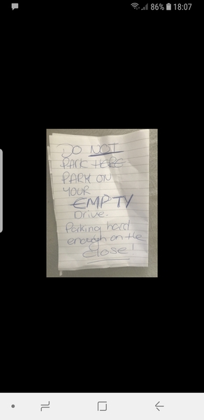 Parking situation on my new road.