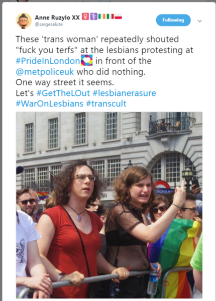 Lesbians protest at London Pride #getthelout