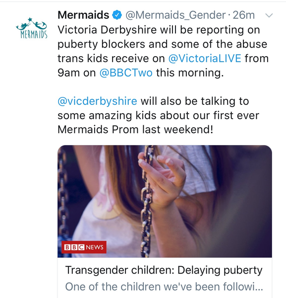 Victoria Derbyshire show today - transgender children buying time by delaying puberty