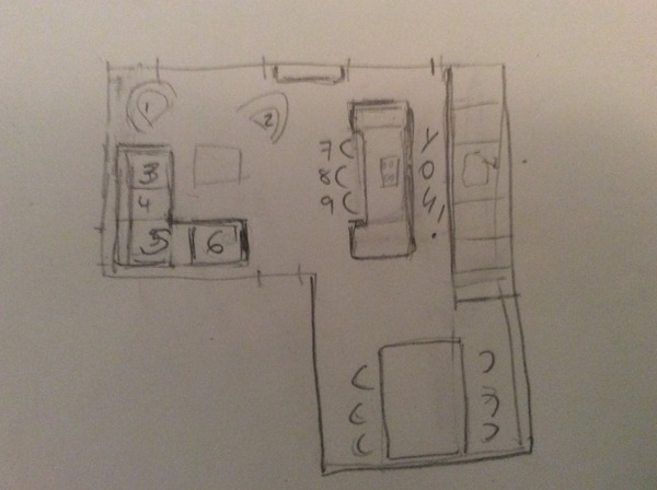 help me with the kitchen-diner layout (floor plan attached)