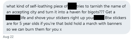 Collating evidence of threats against women, by TRAs.