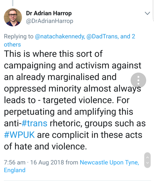 Dr Adrian Harrop - Dr Misogyny is pursuing another woman.