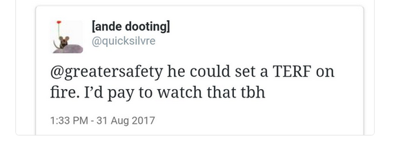 Collating evidence of threats against women, by TRAs.