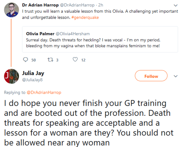 Dr Adrian Harrop - Dr Misogyny is pursuing another woman.