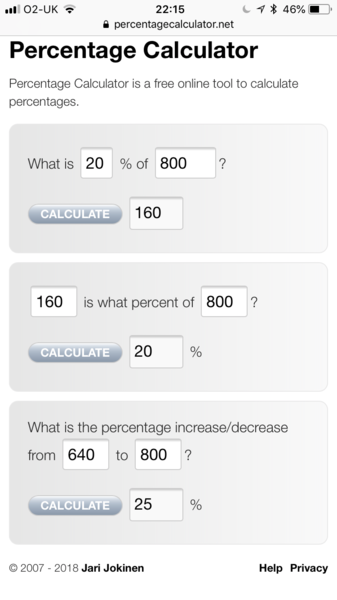 Percentages - real world help!