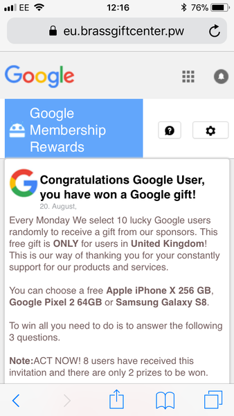 How do I stop this stupid google ‘you’ve won an iphone’ Crap??