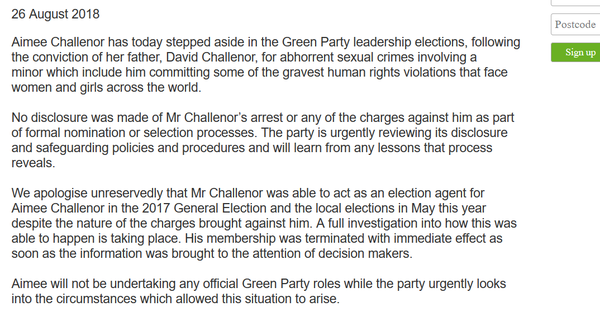 Green Party statement continuation thread