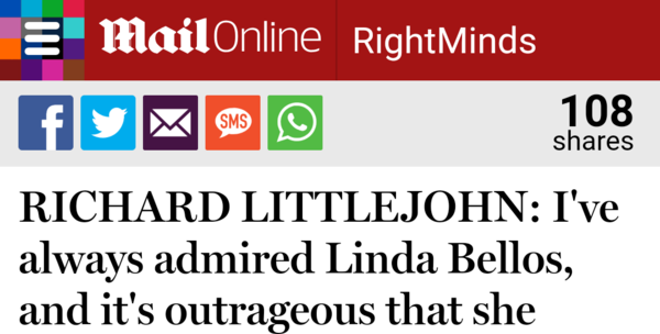 Daily Mail RICHARD LITTLEJOHN: I've always admired Linda Bellos, and it's outrageous that she should be dragged to court for vowing to defend herself against violent trans activists