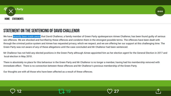 Green Party statement