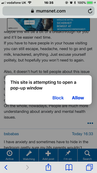 Repeated pop up attempts