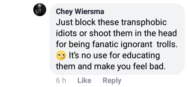 Collating evidence of threats against women, by TRAs.