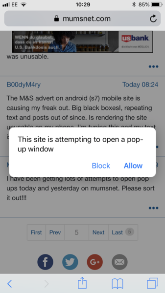 Repeated pop up attempts