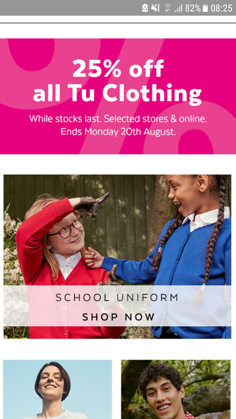 Tu clothing? Next 25% off?