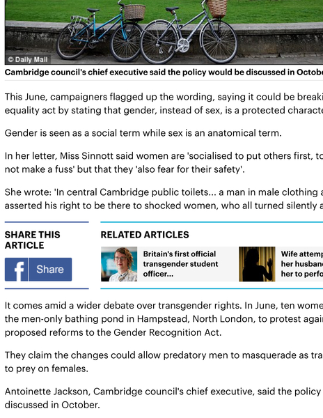 Labour councillor quits in row over facilities for trans people - The Times