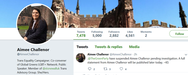 Aimee Challenor's resignation