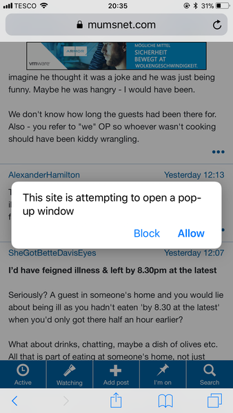 Repeated pop up attempts