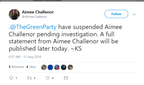 Aimee Challenor's resignation