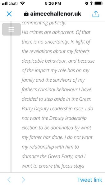 Aimee Challenor's resignation