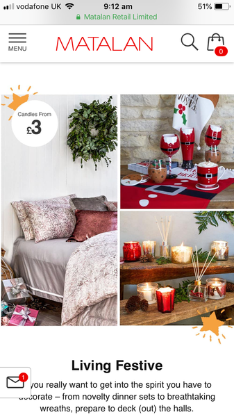 Matalan Xmas is on line.